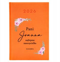  A5 2026 Év Narancssárga Könyvnaptár, Személyre szabható tervező, 14.5×20.5cm (Planer 26 Pomarańczowy Najlepszy Imię)