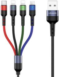 USAMS Cablu pentru incarcare si transfer de date USAMS US-SJ413 U26, USB-A la 2x Lightning / USB-C / MicroUSB, 2A, 3m, Negru (6958444984339)
