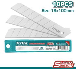 TOTAL Set 10 lame de schimb pentru cutter TOTAL, 18 mm, otel rezistent (THT519112)