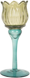 Clayre & Eef Suport lumanare sticla verde Ø 7x19 cm (6GL5350deco)