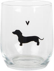 Clayre & Eef Pahar sticla transparenta neagra Catelus Ø 8x9 cm / 300 ml (PWSGL0004deco) Pahar