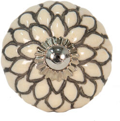 Clayre & Eef Set 2 butoni mobilier ceramica bej gri metal argintiu Ø 4x3 cm (65003deco)