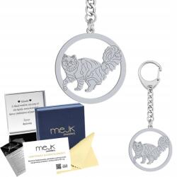Mejk Jewellery Ezüst kulcstartó Szibériai macska 925 Ékszer Ajándék Gravírozás Ingyenes (brelok do kluczy z Kot Syberyjski)