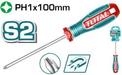 TOTAL Surubelnita Phillips PH1 TOTAL S2, 5 mm, 100 mm, varf magnetic industrial (TSDPH1100) Surubelnita