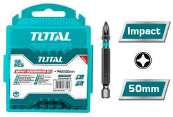 TOTAL Set 10 biti de impact TOTAL PH2 x 50 mm din otel S2, pentru însurubare (TACIM16PH223) Surubelnita