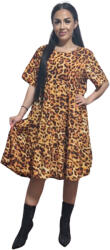 Pantaloni Chic Rochie Marime Mare din material tip piersica, lejera si vaporoasa animal print Emily