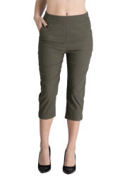 Pantaloni Chic Pantaloni Rachel Marime Mare Dama , Kaki , Trei Sferturi 3/4