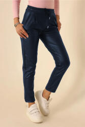 Pantaloni Chic Pantaloni Dama Tip Boyfriend Piele Ecologica vatuiti Bleumarin Rihanna