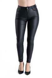 Pantaloni Chic Pantaloni Dama Imitatie Piele Negri Bella