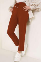 Pantaloni Chic Pantaloni Dama Gabriella Cu Elastic In Talie, Caramiziu