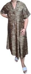 Pantaloni Chic Rochie Eleganta Marime Mare din Matase Satinata cu Imprimeu Animal Print