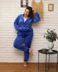 Pantaloni Chic Trening Dama Albastru Din Catifea Elastica Masura Mare Savannah