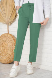 Pantaloni Chic Pantaloni Dama Gabriella Cu Elastic In Talie, Verde Inchis