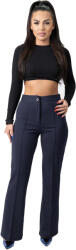Pantaloni Chic Pantaloni Eleganti Bleumarin cu Talie Inalta Madelyn