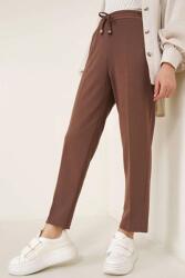 Pantaloni Chic Pantaloni Dama Gabriella Cu Elastic In Talie, Maro