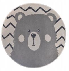 Mojdywan Gyerekszőnyeg kerek 100cm, puha rövid szőr, szürke maci (47104)