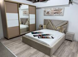 MobAmbient Set dormitor cu pat tapitat 160 x 200, dressing și 2 noptiere - model AXIS