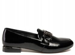 Sergio Leone Fekete Klasszikus Tükör Díszítésű Papucs Sergio Leone Lakkozott 37-ES (MK732-CZARNY-LAK-GUN)