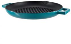 Perfect Home Tigaie fonta grill cu manere 31 cm Turqoise Perfect Home 17817, ideala pentru a gati carne si legume la grill pe toate tipurile de plite