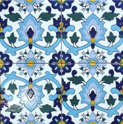 Cerames Mintás, kék tunéziai kerámia fali csempe 15x15 cm Abril (Tun-15-9)