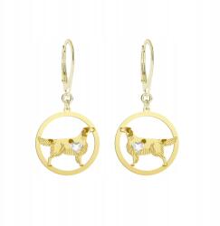 Mejk Jewellery Aranyozott fülbevaló ír szetterrel, piros-fehér, 925-ös ezüst, gravírozható ékszer (Seter Irlandzki Czerwono - Biały)