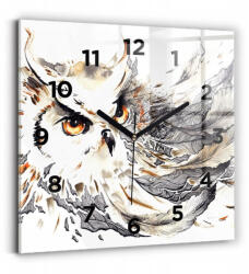 Wallfluent Modern Üvegóra Belső Terekbe Bagoly Grafikával, a Bölcsesség Szimbóluma, 30x30 cm (010010500010200269892)