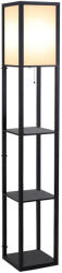 HomCom Lampă de podea cu rafturi pentru cărți, Design Modern, 3 Nivele, Cablu Metalic, 26x26x160cm, Negru-Alb | Aosom Romania (833-623)