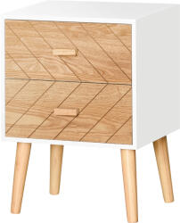 HOMCOM Dulapior in Lemn HOMCOM 2 Sertare Stil Nordic, Alb si Lemn, 40x30x55, 5cm | Aosom Romania (831-216V01)
