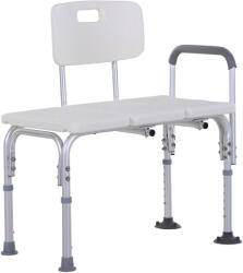HOMCOM Scaun de Duș cu Înălțime Reglabilă pe 6 Nivele, Picioare și Brațe Antiderapante, 74x53x80-92 cm, Alb | Aosom Romania (713-054)
