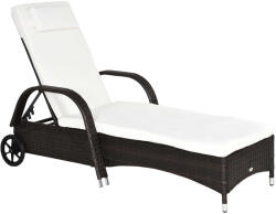 Outsunny Sezlong Relax din Ratan, Design Ergonomic cu Spătar Reglabil, Ideal pentru Grădină, Terasă, Maro | Aosom Romania (862-005BN)