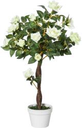 Outsunny Arbore Artificial Camelia cu 21 Flori Decorative, Înălțime 90 cm, Ideal pentru Interior și Exterior | Aosom Romania (844-340WT)