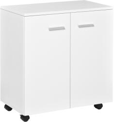 HOMCOM Comodă TV cu Roți Incluse, pentru Living sau Dormitor, 60x35x65 cm, Alb | Aosom Romania (02-0627) Comoda