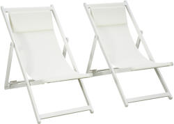 Outsunny Set 2 Scaune Fotoliu, Șezlong pentru Exterior, Pliabile și Rabatabile, din Aluminiu, 96.5 x 58 x 91.5 cm, Bej (84B-342V01WT)