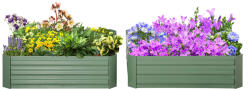 Outsunny Set 2 Paturi de Gradina Înălțate din Oțel, Jardinieră de Grădină pentru Plante, Legume și Arbuști, 100x100 cm, Verde | Aosom Romania (845-517GN)