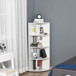 HOMCOM Dulap Colt cu 4 Rafturi, Design Compact, Alb, 39.5x39.5x120 cm | Aosom Romania (836-090WT) Biblioteca