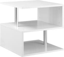 HOMCOM Masuta living cu 2 etajere, din lemn si fier, sustine maxim 10kg, 50x50x50cm alb HOMCOM | Aosom RO (833-137WT)