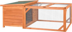 PawHut Cusca pentru iepuri cu casuta si zona ingradita, 125.5 x 100 x 49 cm, Lemn, Maro / Verde | Aosom Romania (D51-181)