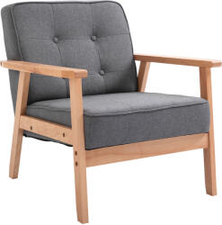 HOMCOM Fotoliu Vintage Stil Scandinav Moale și Confortabil Capitonat cu Butoni, 64, 5x70x74 cm, Gri | Aosom Romania (833-664)
