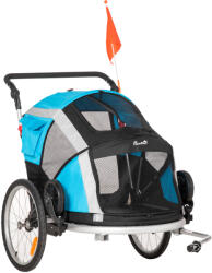 PawHut Remorcă Bicicletă pentru Câini, Pliabilă, 2 în 1, Siguranță Maximă, 150x82x98/108 cm, Albastru | Aosom Romania (D00-142LB)