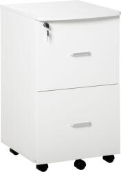 Vinsetto Dulap mobil pentru dosare cu 2 sertare, cu blocare, dulap de birou din lemn cu roti de blocare pentru A4 | Aosom Romania (924-035WT) Dulap arhivare