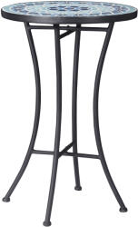 Outsunny Masuta de Gradina din Metal Outsunny cu Blat din Ceramica, Design Mozaic, Albastru Ф35, 5x53, 5cm | Aosom Romania (84B-888)
