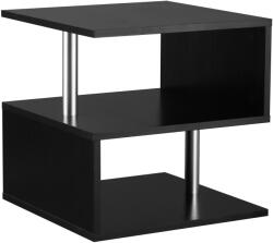HOMCOM Masa Modernă Joasă de Salon cu 2 Rafturi din Lemn, Negru, 50x50x50cm, Design Elegant și Funcțional | HOMCOM | Aosom România (833-137BK)