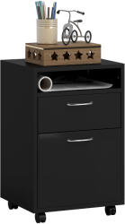 HomCom Dulap Mobil cu 4 Roți (2 cu Frână), Raft și 2 Sertare pentru Documente, PAL și Metal, 40x35x60 cm, Negru | Aosom Romania (836-027BK) Dulap arhivare
