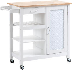 HOMCOM Carucior de Bucatarie HOMCOM 4 Roti, din MDF, dulap cu roti | Aosom Romania (801-210)
