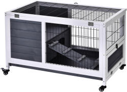 PawHut cusca cu rampa si culcus, pentru iepuri 90x53x59 cm | Aosom Romania (D51-126WT)