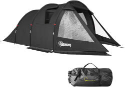 Outsunny Cort Tunel pentru 3-4 Persoane, Cort de Camping cu Doua Camere, cu Ferestre si Obloane, Geanta de Transport Portabila, pentru Pescuit, Drumetii, Sport, Festival, Negru | Aosom Romania (A20-285V00BK) Cort