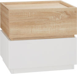 HOMCOM Bedside Table with 2 Stackable Drawers, Modern Nightstand, End Table for Bedroom, Living Room, Nature Wood and White | Aosom Romania (831-476ND)