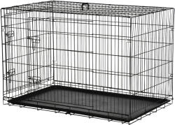 PawHut Cușcă Transport PawHut din Oțel pentru Animale, Pliabilă, Negru, 122x77x82cm | Aosom Romania (D00-025)