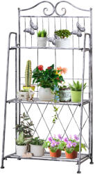 Outsunny Rafturi pentru Plante cu 3 Nivele, Suport Ghivece pentru Grădină, Balcon, Interior, 44x25x96 cm, Gri Argintiu | Aosom Romania (845-220)