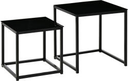 HOMCOM Set 2 Masute HOMCOM pentru Sufragerie Moderne, Otel si Sticla Securizata, Negru | Aosom RO (839-245)